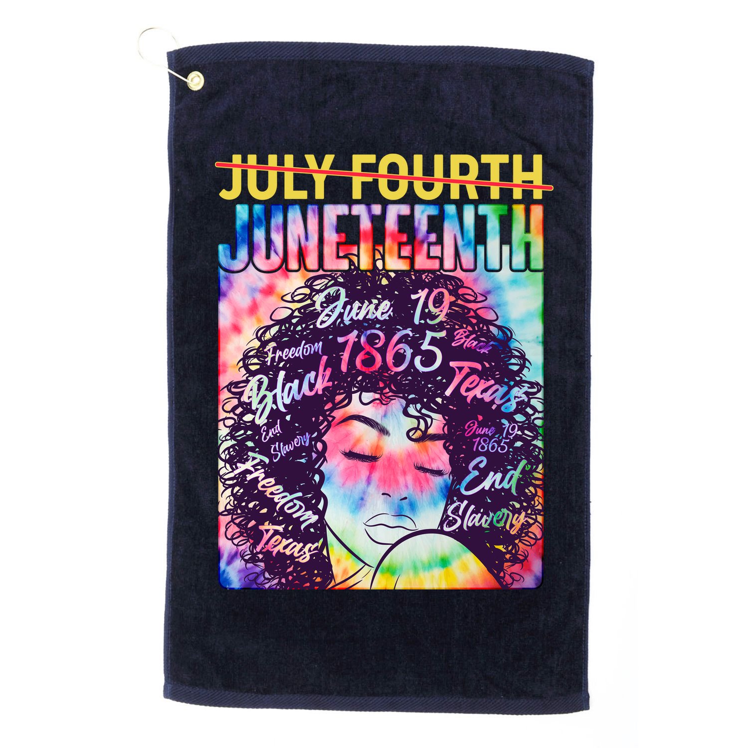 Not July 4th Juneteenth Tie Dye African American Woman Golf Towel