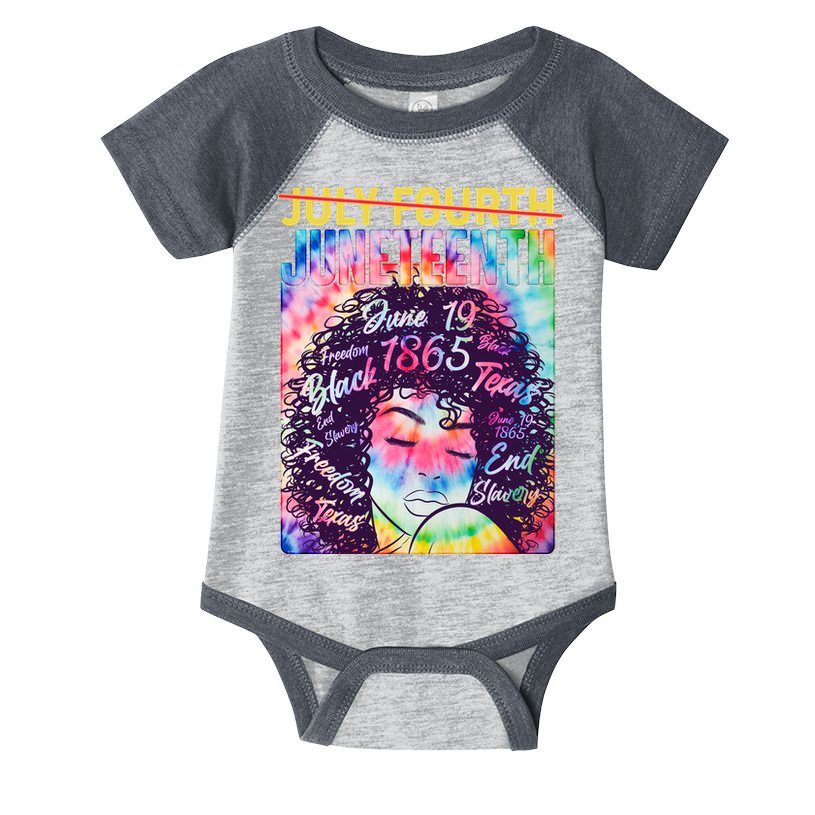 Not July 4th Juneteenth Tie Dye African American Woman Infant Baby Jersey Bodysuit