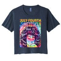 Not July 4th Juneteenth Tie Dye African American Woman Women's Crop Top Tee