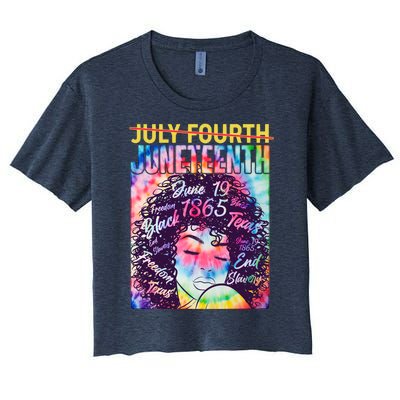 Not July 4th Juneteenth Tie Dye African American Woman Women's Crop Top Tee