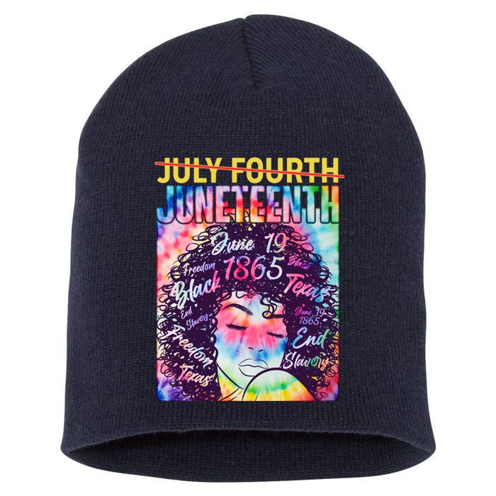 Not July 4th Juneteenth Tie Dye African American Woman Short Acrylic Beanie