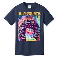 Not July 4th Juneteenth Tie Dye African American Woman Kids T-Shirt