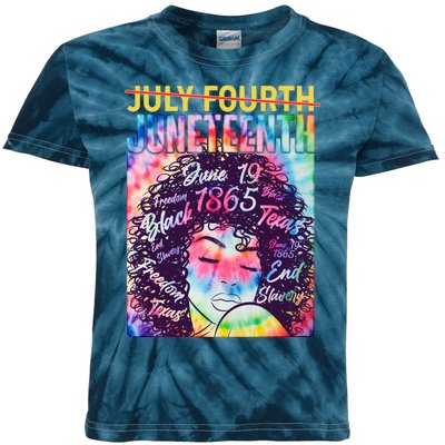 Not July 4th Juneteenth Tie Dye African American Woman Kids Tie-Dye T-Shirt