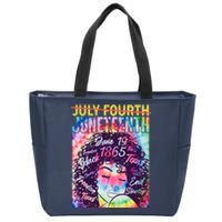 Not July 4th Juneteenth Tie Dye African American Woman Zip Tote Bag