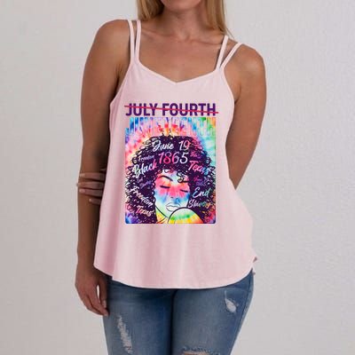 Not July 4th Juneteenth Tie Dye African American Woman Women's Strappy Tank