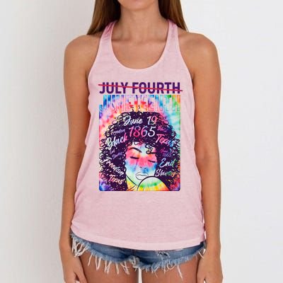 Not July 4th Juneteenth Tie Dye African American Woman Women's Knotted Racerback Tank