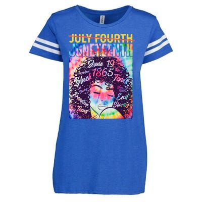 Not July 4th Juneteenth Tie Dye African American Woman Enza Ladies Jersey Football T-Shirt