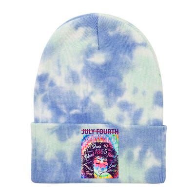 Not July 4th Juneteenth Tie Dye African American Woman Tie Dye 12in Knit Beanie