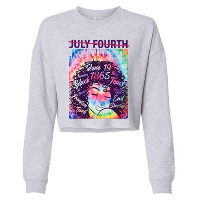 Not July 4th Juneteenth Tie Dye African American Woman Cropped Pullover Crew