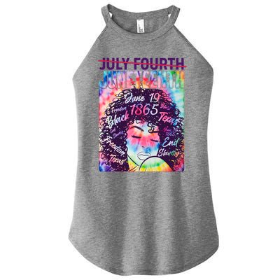 Not July 4th Juneteenth Tie Dye African American Woman Women's Perfect Tri Rocker Tank