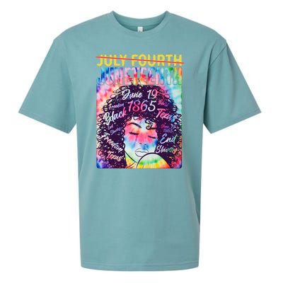 Not July 4th Juneteenth Tie Dye African American Woman Sueded Cloud Jersey T-Shirt