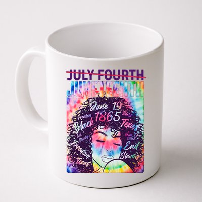 Not July 4th Juneteenth Tie Dye African American Woman Coffee Mug