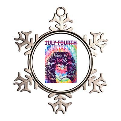 Not July 4th Juneteenth Tie Dye African American Woman Metallic Star Ornament