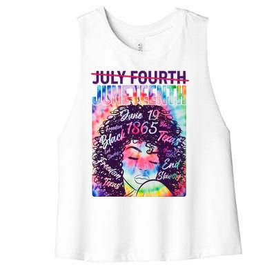 Not July 4th Juneteenth Tie Dye African American Woman Women's Racerback Cropped Tank