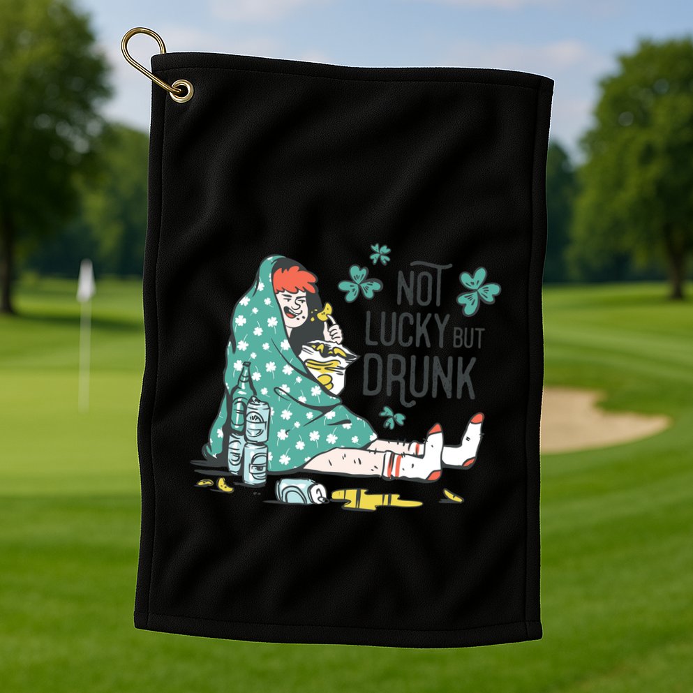 Not Lucky But Drunk Golf Towel