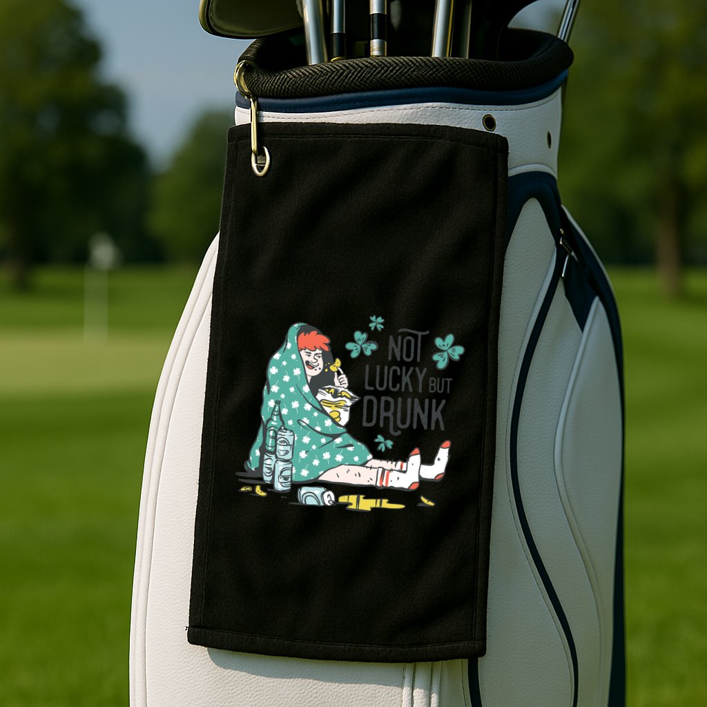 Not Lucky But Drunk Golf Towel