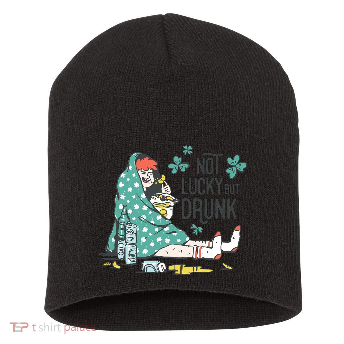 Not Lucky But Drunk Short Acrylic Beanie