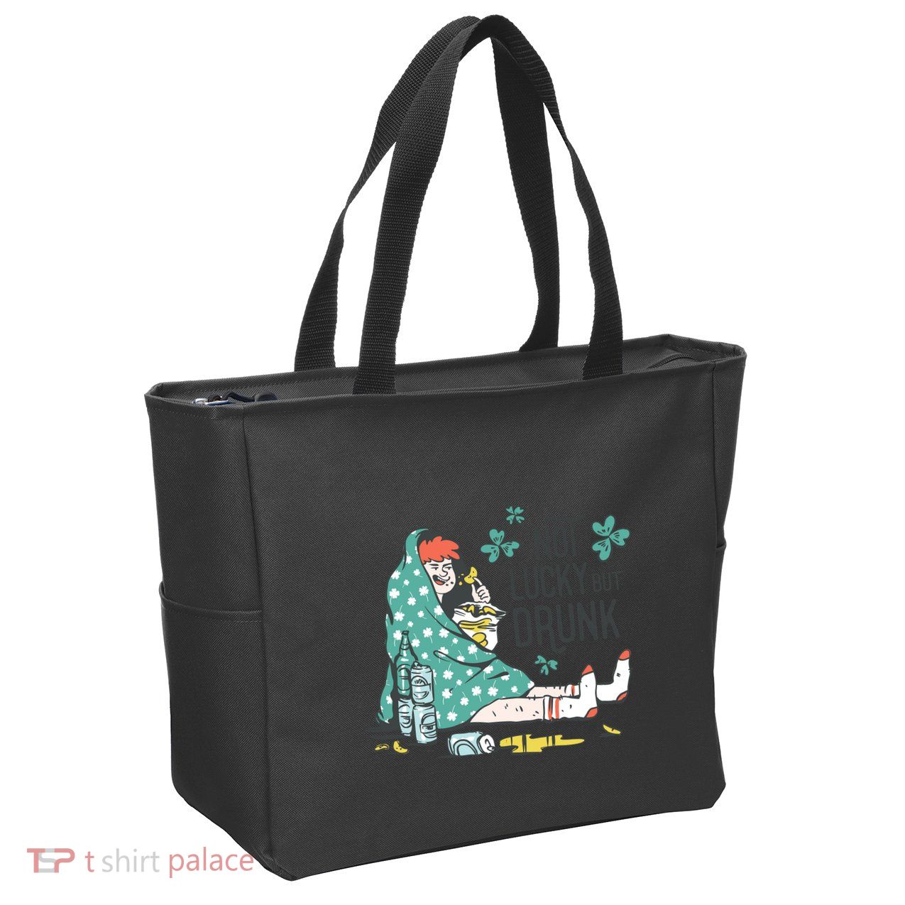 Not Lucky But Drunk Zip Tote Bag