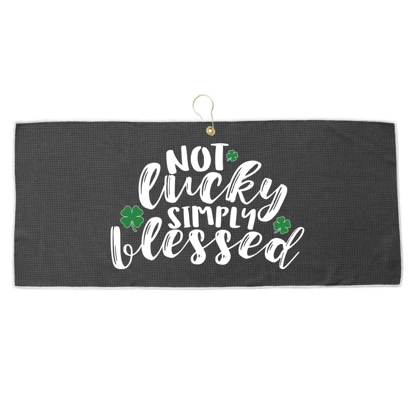 Not Lucky Simply Blessed Large Microfiber Waffle Golf Towel