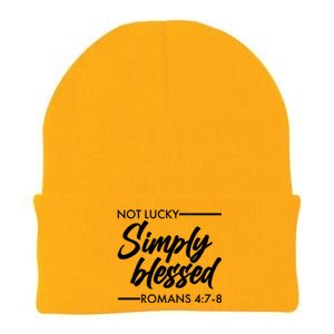 Not Lucky Simply Blessed Romans 4: 7-8 Knit Cap Winter Beanie