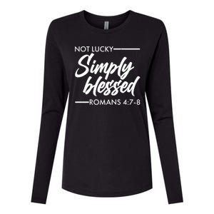 Not Lucky Simply Blessed Romans 4: 7-8 Womens Cotton Relaxed Long Sleeve T-Shirt