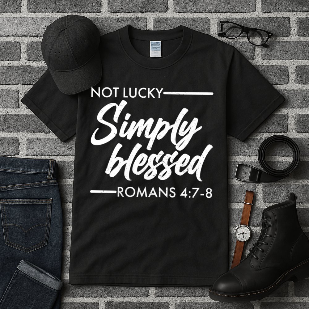 Not Lucky Simply Blessed Romans 4: 7-8 Tall T-Shirt
