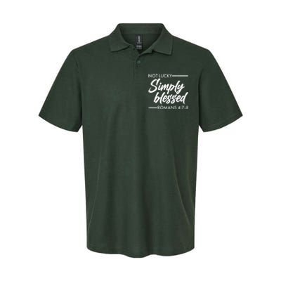 Not Lucky Simply Blessed Romans 4: 7-8 Softstyle Adult Sport Polo