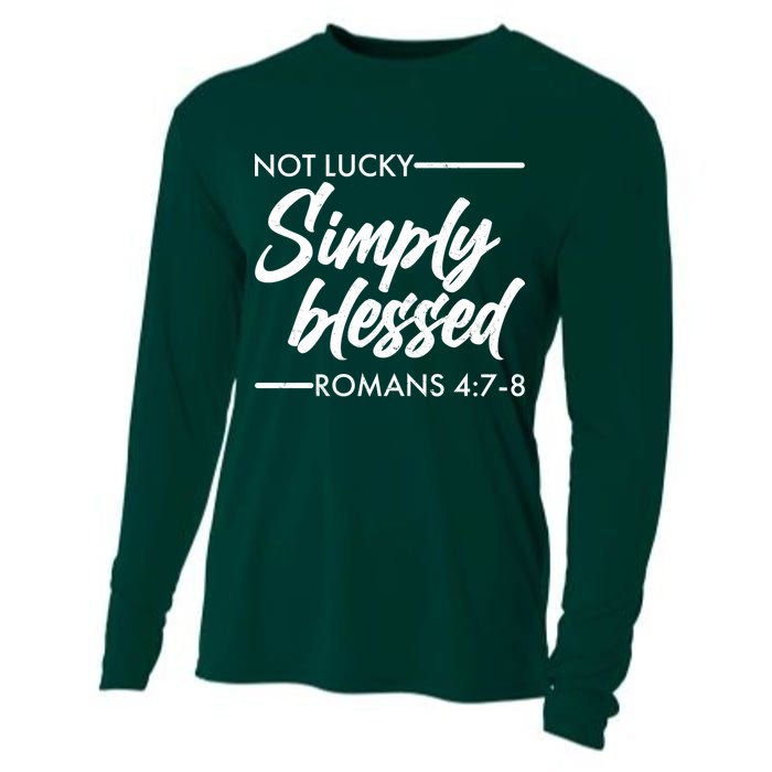 Not Lucky Simply Blessed Romans 4: 7-8 Cooling Performance Long Sleeve Crew