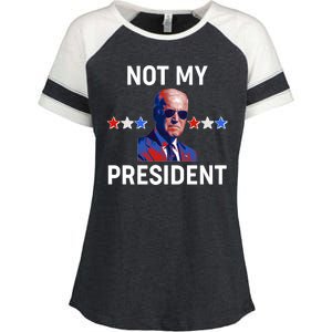 Not My President Anti Biden Pro Trump 2020 Election Enza Ladies Jersey Colorblock Tee