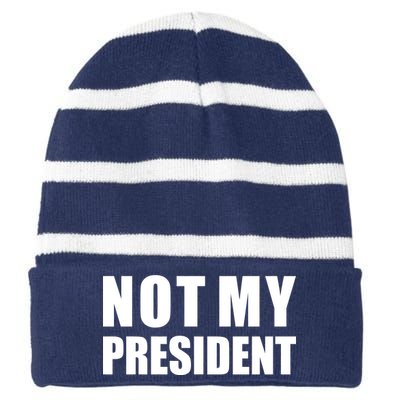 Not My President Classic Logo Striped Beanie with Solid Band