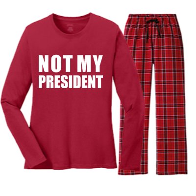 Not My President Classic Logo Women's Long Sleeve Flannel Pajama Set 