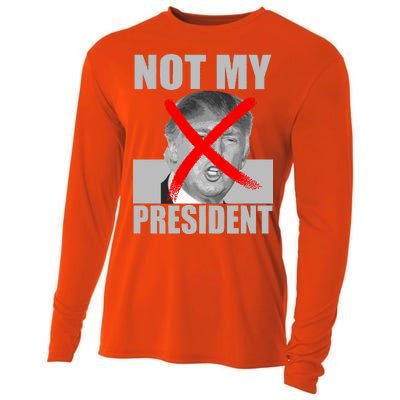 Not My President Red X Spray Paint Anti-Trump Cooling Performance Long Sleeve Crew