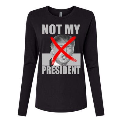 Not My President Red X Spray Paint Anti-Trump Womens Cotton Relaxed Long Sleeve T-Shirt