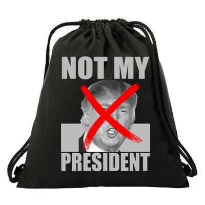 Not My President Red X Spray Paint Anti-Trump Drawstring Bag