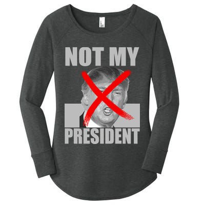 Not My President Red X Spray Paint Anti-Trump Women's Perfect Tri Tunic Long Sleeve Shirt