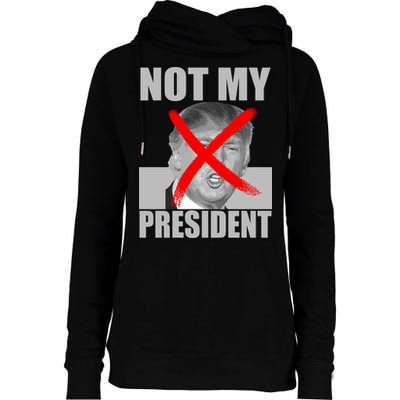 Not My President Red X Spray Paint Anti-Trump Womens Funnel Neck Pullover Hood