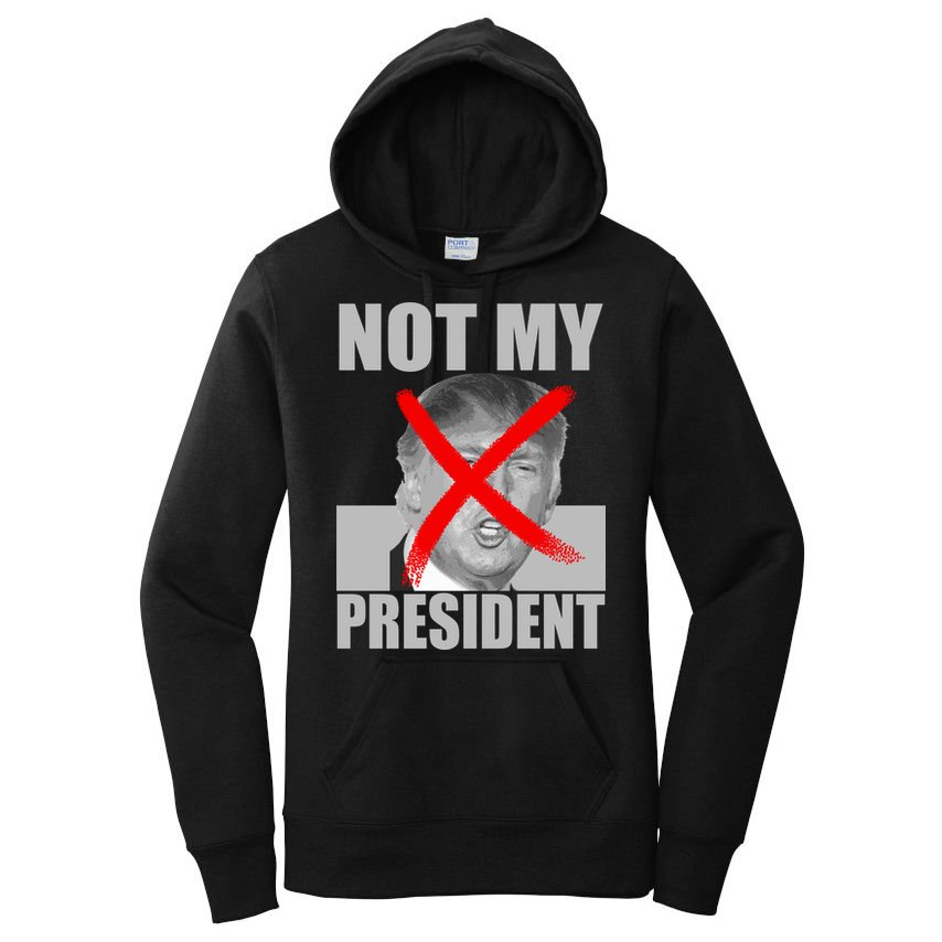 Not My President Red X Spray Paint Anti-Trump Women's Pullover Hoodie