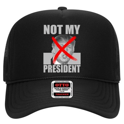 Not My President Red X Spray Paint Anti-Trump Trucker Hat