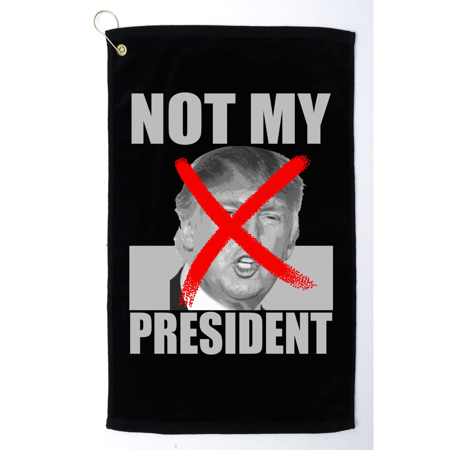 Not My President Red X Spray Paint Anti-Trump Golf Towel