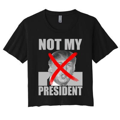 Not My President Red X Spray Paint Anti-Trump Crop Top