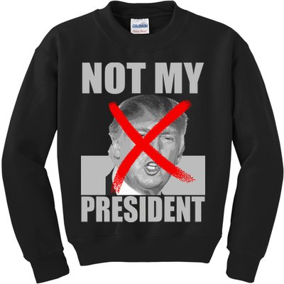 Not My President Red X Spray Paint Anti-Trump Kids Sweatshirt