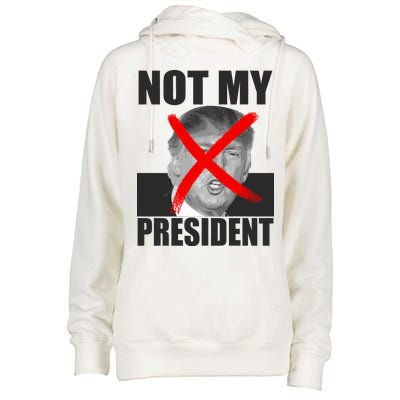 Not My President Red X Spray Paint Anti-Trump Womens Funnel Neck Pullover Hood