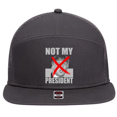 Not My President Red X Spray Paint Anti-Trump 7 Panel Mesh Trucker Snapback Hat