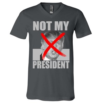 Not My President Red X Spray Paint Anti-Trump V-Neck T-Shirt