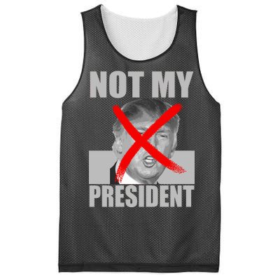 Not My President Red X Spray Paint Anti-Trump Mesh Reversible Basketball Jersey Tank