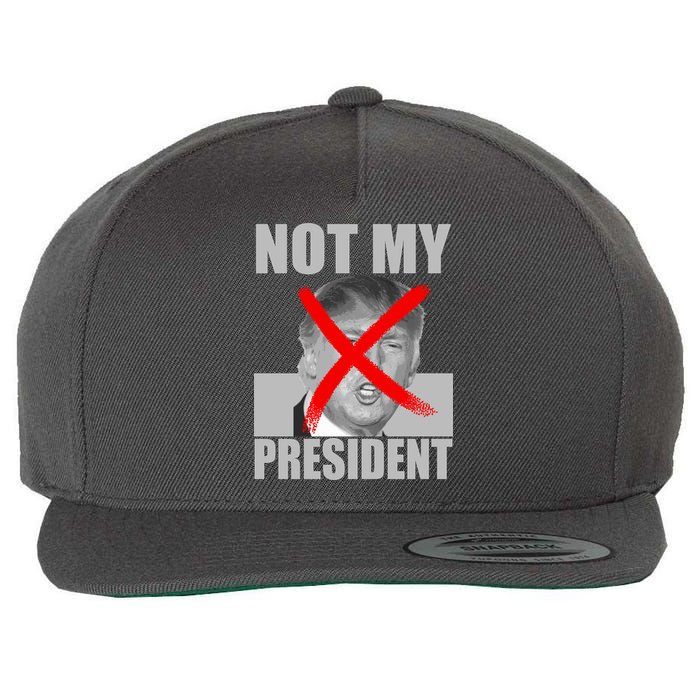 Not My President Red X Spray Paint Anti-Trump Wool Snapback Cap