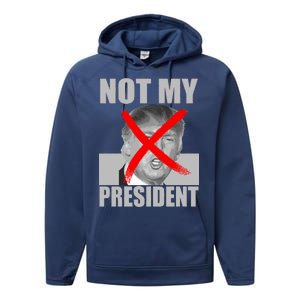 Not My President Red X Spray Paint Anti-Trump Performance Fleece Hoodie