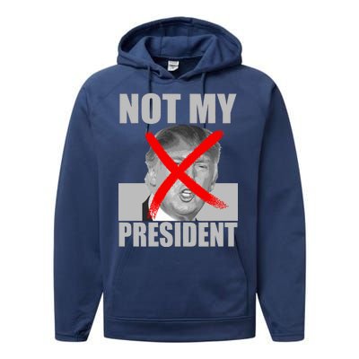 Not My President Red X Spray Paint Anti-Trump Performance Fleece Hoodie