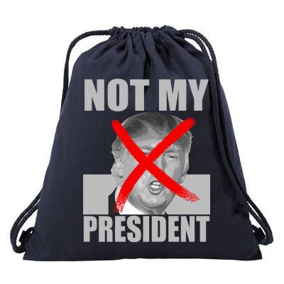 Not My President Red X Spray Paint Anti-Trump Drawstring Bag