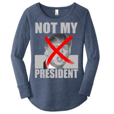 Not My President Red X Spray Paint Anti-Trump Women's Perfect Tri Tunic Long Sleeve Shirt